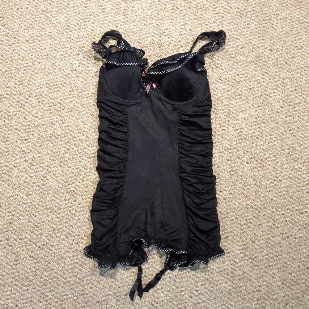 Victoria’s Secret Sexy Little Thing Pink Black Lace Push Up Lingerie Garter 34C